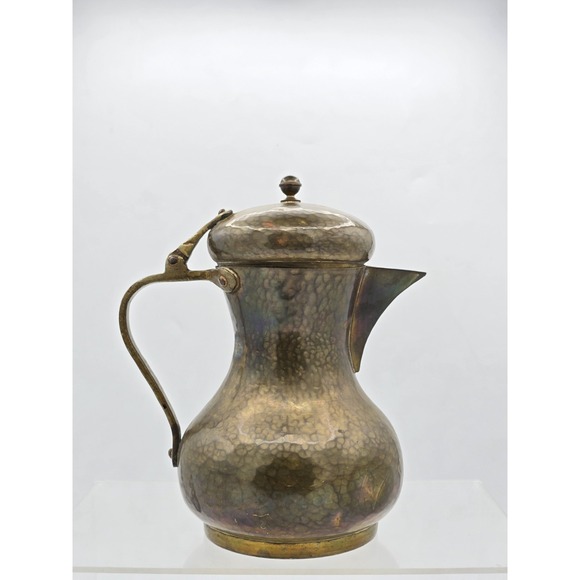 Antique Hammered Brass Imperial Eagle Russian Coffee or Tea Pot - Hallmarked